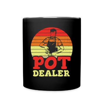 Vintage Pot Dealer Distressed Barista - Full Colour Mug - black - Front