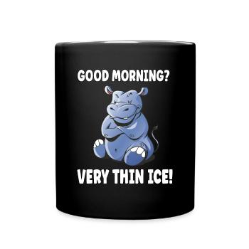 Bonjour? Très mince glace matin moufle hippopotame - Mug uni - noir - Devant