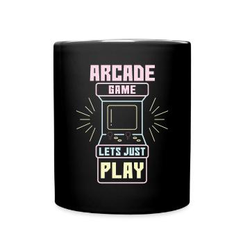 Arcade Game Lets Just Play Retro Video Games - Full Colour Mug - black - Front