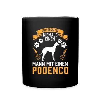 Mann mit Podenco Jagdhund spanischer Podenco - Tasse einfarbig - Schwarz - Vorne