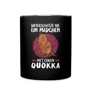 Mädchen mit Quokka australisches Beuteltier - Tasse einfarbig - Schwarz - Vorne