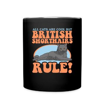 Britisch Kurzhaar Katze Katzenbesitzer Geschenk - Tasse einfarbig - Schwarz - Vorne