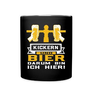 Tischkicker Kickern und Bier - Tasse einfarbig - Schwarz - Vorne