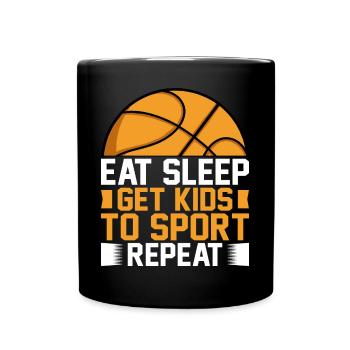 Eat Sleep Get Kids To Sport Repeat I Basketballer - Full Colour Mug - black - Front
