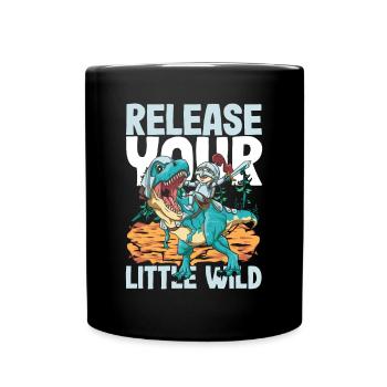 Release Your Little Wild für eine Dinosaurier - Tasse einfarbig - Schwarz - Vorne