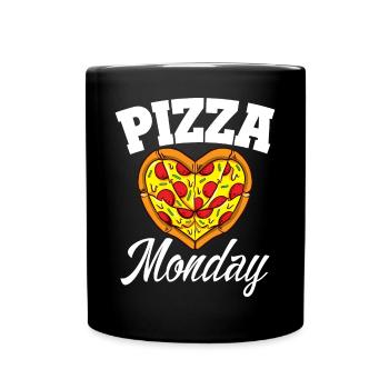 Monday Pizza Night Funny Pizza Lover Fast Food - Full Colour Mug - black - Front
