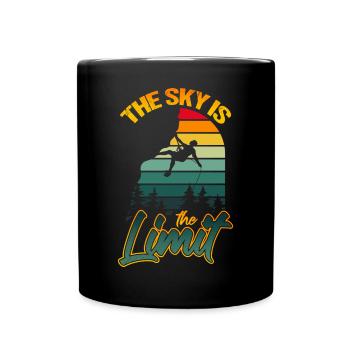 Rock Climbing Retro The Sky Is The Limit Funny - Full Colour Mug - black - Front