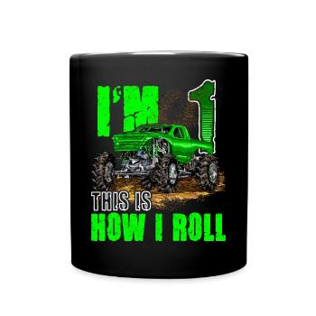 1. Geburtstag Monster Truck für Jungen & Mädchen 1 Jahr - Tasse einfarbig - Schwarz - Vorne