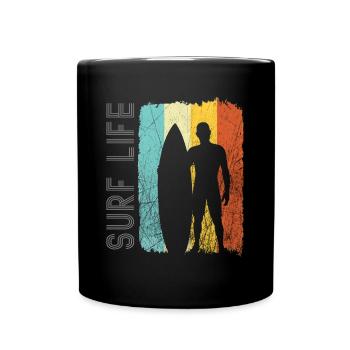 Surfeur au look rétro - Mug uni - noir - Devant