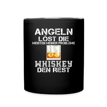 Angeln löst die meisten meiner Probleme Whiskey de - Tasse einfarbig - Schwarz - Vorne