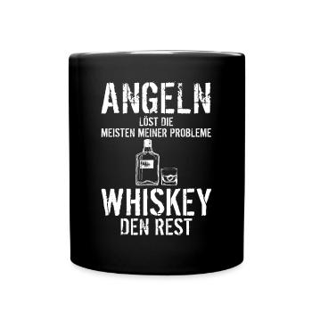 Angeln löst die meisten meiner Probleme Whiskey de - Tasse einfarbig - Schwarz - Vorne