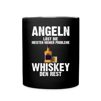 Angeln löst die meisten meiner Probleme Whiskey de - Tasse einfarbig - Schwarz - Vorne