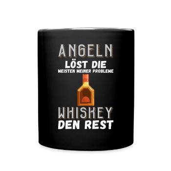 Angeln löst die meisten meiner Probleme Whiskey de - Tasse einfarbig - Schwarz - Vorne