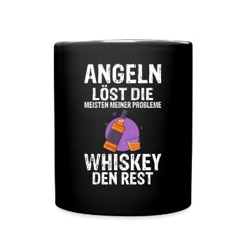 Angeln löst die meisten meiner Probleme Whiskey de - Tasse einfarbig - Schwarz - Vorne