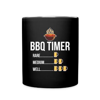 BBQ Timer Grill Bier Steak Lustiges Grillen - Tasse einfarbig - Schwarz - Vorne