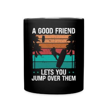 Kiteboarder sauter sur son ami Kite Kiteboard - Mug uni - noir - Devant