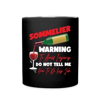 Sommelier Wine Drinking Tasting - Full Colour Mug - black - Front