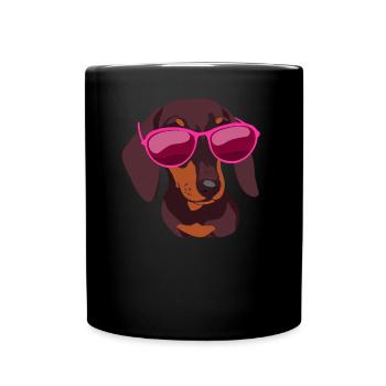 Dachshund Pink Glasses Dog Lover Dachshund - Full Colour Mug - black - Front