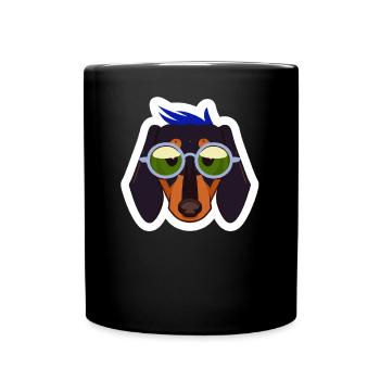 Dachshund Hipster Hundeliebhaber - Tasse einfarbig - Schwarz - Vorne
