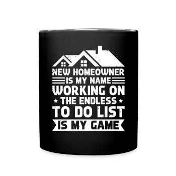Lustiges Frischer Hausbesitzer Spruch - Tasse einfarbig - Schwarz - Vorne