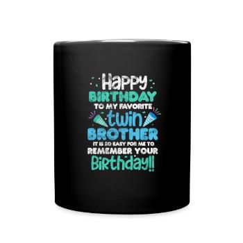 Bruder - Tasse einfarbig - Schwarz - Vorne
