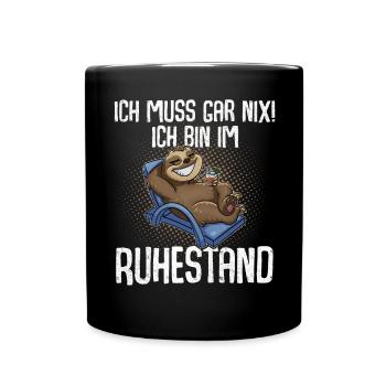 Rentner Ruhestand Rente Faultier - Tasse einfarbig - Schwarz - Vorne