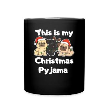 Pug Dogs Christmas Pajamas - Full Colour Mug - black - Front