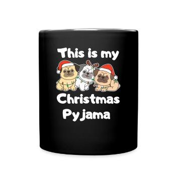 Pug Dogs Christmas Pajamas - Full Colour Mug - black - Front
