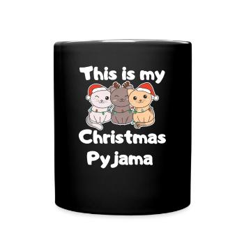 Christmas Cat Christmas Pajamas - Full Colour Mug - black - Front