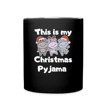 Pyjama de Noël Hippopotame de Noël - Mug uni - noir - Devant