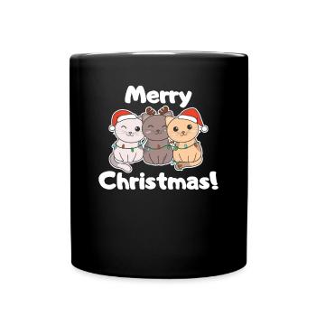 Chat Noël Animaux mignons chats Joyeux Noël - Mug uni - noir - Devant