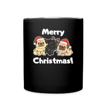 Carlin Noël Animaux mignons Chiens Joyeux Noël - Mug uni - noir - Devant