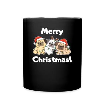 Carlin Noël Animaux mignons Chiens Joyeux Noël - Mug uni - noir - Devant