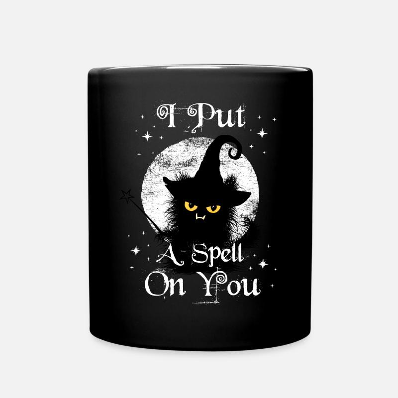 I Put A Spell On You Wuschelige Katze Zauberstab - Tasse einfarbig - Schwarz