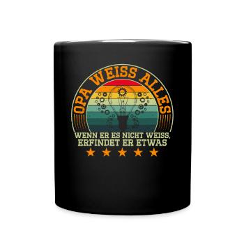 Opa Weiß Alles Retro Opa Großvater Spruch Lustig - Tasse einfarbig - Schwarz - Vorne