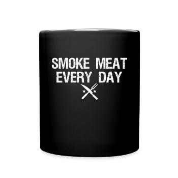 Smoke Meat Every Day Funny Grill BBQ - Full Colour Mug - black - Front