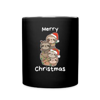 Paresseux Arbre de Noël Animaux de Noël Paresseux - Mug uni - noir - Devant