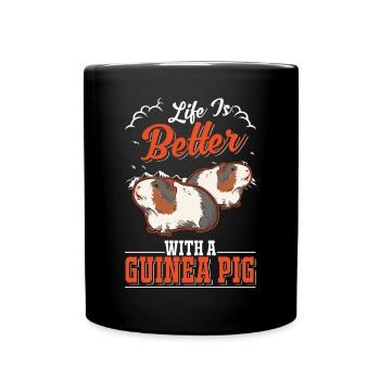 La vie est meilleure avec un cochon d’Inde Meerschweinchen - Mug uni - noir - Devant