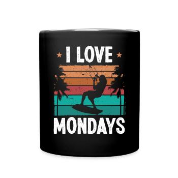 Kiteboarder Vintage I love Mondays Humor Kite - Full Colour Mug - black - Front