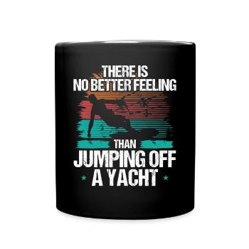 Kiteboarder Jumping off a Yacht Vintage Kite - Tasse einfarbig - Schwarz - Vorne