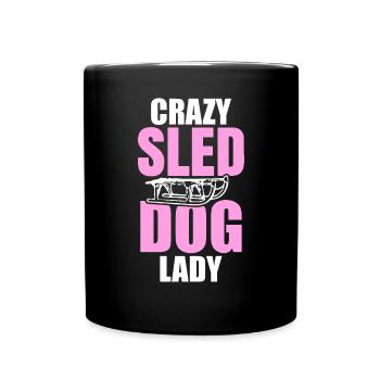 Ladies Crazy Sled Dog Lady - Full Colour Mug - black - Front