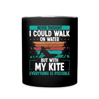Vintage I could walk on water Kiteboarder Kite - Tasse einfarbig - Schwarz - Vorne