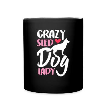 Ladies Crazy Sled Dog Lady - Full Colour Mug - black - Front