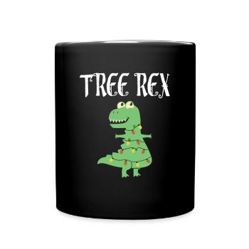 Tree Rex Shirt Geschenk Weihnachten Weihnachtsbaum - Tasse einfarbig - Schwarz - Vorne