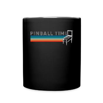 Vintage Pinball Time Shirt Gift Pinball Machine - Full Colour Mug - black - Front