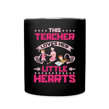 This teacher loves her little hearts - Tasse einfarbig - Schwarz - Vorne