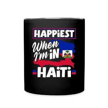 Haiti Haitian Haiti Flag Happiest When Im In Haiti - Full Colour Mug - black - Front