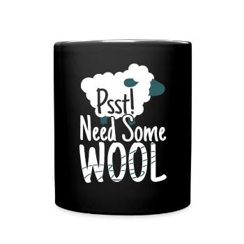 Psst Need Some Wool Sheep Knitting - Full Colour Mug - black - Front