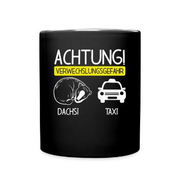 Attention Dachsi and taxi - Full Colour Mug - black - Front