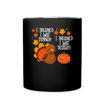 Truthahn- Und Kürbisträume - Tasse einfarbig - Schwarz - Vorne